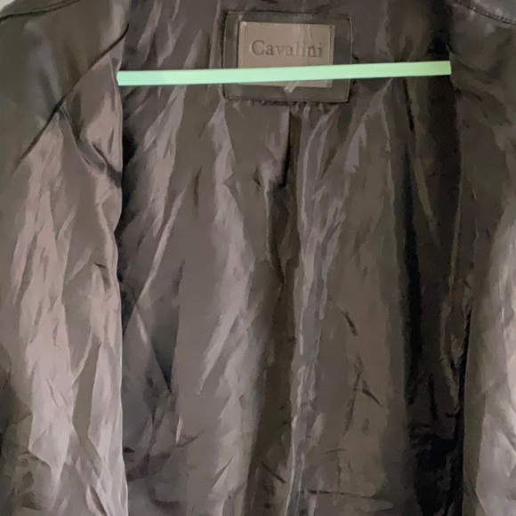 Calvin Klein Black Leather Jacket with Zippered Front and Fitted Waist - Picture 5 of 8